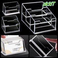 PICKIT 1Pcs Business Card Box, Display Stand 1/2/3 Grids Bussiness Card Holder, School Office Suppli
