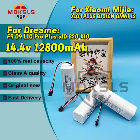 MDKSLS 2026 New 14.4V 12800mAh Li-ion BMS Battery for Dream F9/D9/L10 Pro Plus/S10/S20/X10/OMNI 15 R