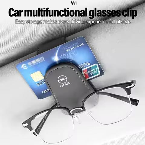Leather Car Glasses Clip Sunglasses Box Sun Visor Eyeglasses Card Ticket Holder For Opel Corsa D Ast