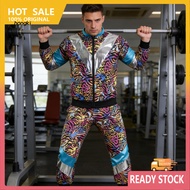 HH Casual 80s Outfit Color Block Tracksuit 2pcs Retro 80s Disco Tracksuit Set Women Color Block Zipp