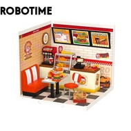 Rolife Yum Yum Burgers บ้านพลาสติกของจิ๋วแบบทำมือพร้อมไฟ LED งานฝีมือสำหรับเด็กและผู้ใหญ่-DW010