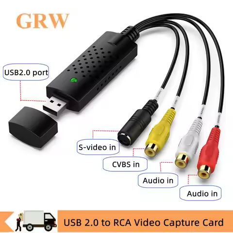 USB Audio Video Capture Card Adapter with USB Cable USB 2.0 to RCA Video Capture Converter For TV DV
