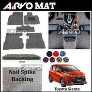 Airvo Toyota Sienta 12MM Customized PRE CUT PVC Coil Floor Mat WITH Driver Rubber Pad Anti Slip Carp