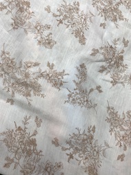 Vải Linen tơ mỏng hoa đều nền trắng MS4340