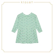 KLOSET Embroidered Long Sleeved Dress (SS19 - KD005) ชุดเดรสเด็กคอปกแขนยาว ผ้าปักลายดอก