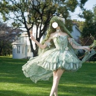 Lolita OZ young lady's evening dress cos princess flared spirit green forest