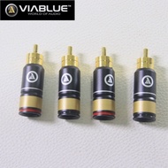 4 pcs. VIABLUE T8 RCA connectors with 24-karat gold plating, for audio wires with a diameter of 4-9 