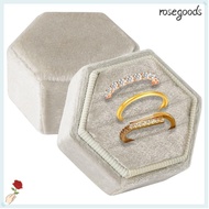ROSEGOODS 3 Slots, Velvet Jewelry Ring Box, Proposal Engagement Women