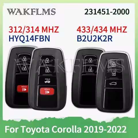 HYQ14FBN B2U2K2R For Toyota Corolla 2019 2020 2021 2022 Smart Key 231451-2000 2000 4A CHIP 312/314Mh