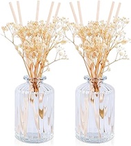 L'odeur Vill Reed Diffuser, 2Pack 12.2 OZ(360ml) Eucalyptus &amp; Mint Scented Diffuser with 16 Sticks, Home Fragrance Essential Oil Reed Diffuser Set for Home Large Rooms Bathroom Shelf Decor