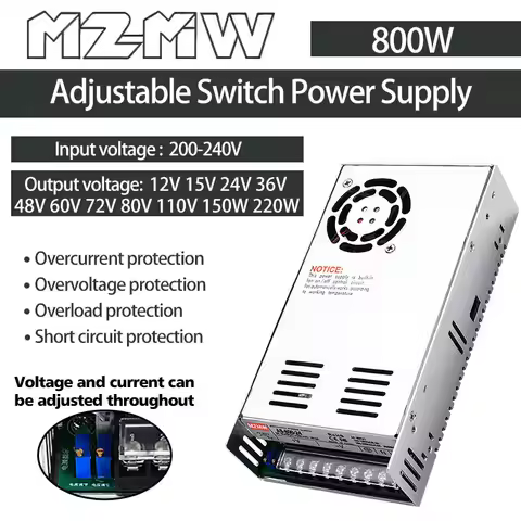 Adjustable 800W Switching Power Supply 180-264VAC 0-15V 24V 36V 48V 60V 72V 80V 110V 220V Industrial