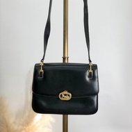 【 日本直送 名牌中古包 】CELINE સૅલિન 側背包 黑色 馬車圖案 皮革 vintage 古董 s2znbb