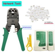ⓥNetwork Tool Kit with Crystal Heads, Crimping Pliers and Stripper, Lan Cable, Telephone Tester, Yq