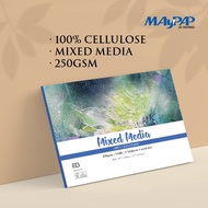 MayArt FB Mixed Media Paper Pad 250gsm 100% Cellulose A3/A4 Pad Kertas Media Campuran