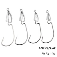 Jighead Fishhooks 10Pcs/lot 5g 7g 10g Worm Fishing Hook Soft Lure Jig Head Hooks Artificial Bait Fis