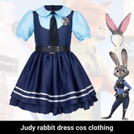 Crazy Zoo cos costume Anime Rabbit judy Officer judy Parent-Child Short-Sleeved Dress Halloween Cost