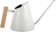 800ml Indoor Watering Can with Long Spout, 28oz Capacity, White Metal with Wood Handle (White-Z2)