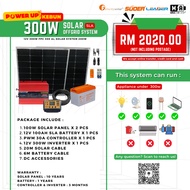 PAKEJ SOLAR UNTUK KEBUN 300W/500W - LAMPU + KIPAS + CAS FON + LAPTOP