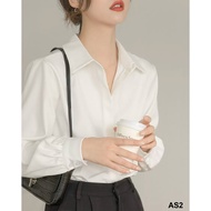 Women's Office White Shirt Made of Wrinkle-Free Cotton Fabric, High Quality Straight Form [AS2]