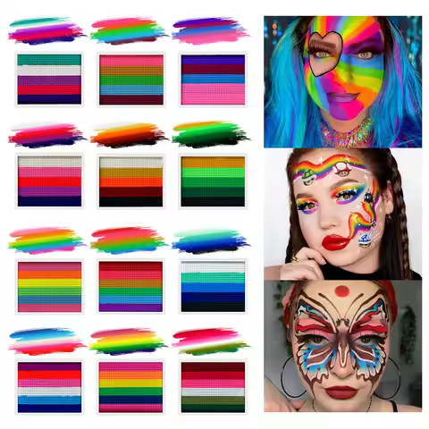 8G 12 Color Water Monochromatic Face Body Painting Palette Festive Washable face and body paint Make