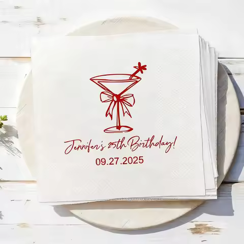 Custom 20 Sheets Birthday Cocktail Napkins Party Table Decoration Milestone Birthday Celebration 25t