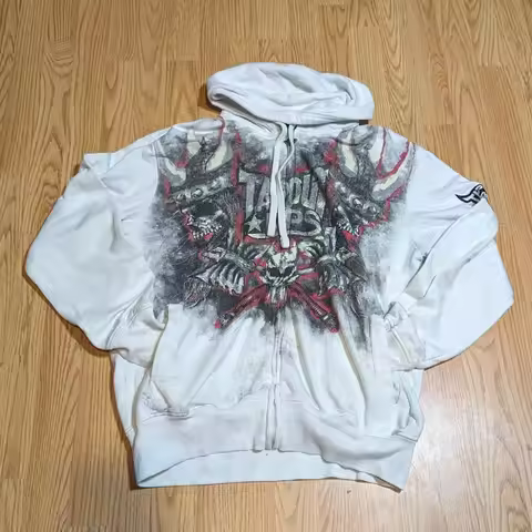 American New Tapout Zipper Hoodie Y2K Harajuku Retro Hip Hop Print Oversized Hoodie Sweatshirt Men A