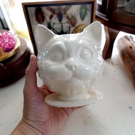 日本白色陶瓷貓咪頭迷你多肉植物小花盆趣味家居生活小物園藝擺