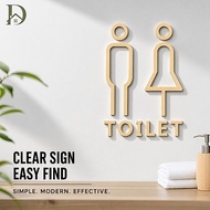 Acrylic Washroom Gender Sign Tandas Lelaki Perempuan Toilet Door Wall Sticker WC Plaque Label
