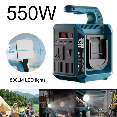New 550W 6 in 1 Pure Sine Wave Inverter DC to AC 110V 220V Dual For Makita Dewalt Milwaukee 18V Batt