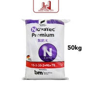 BM Novatec Premium 15-3-20-2+9S+TE 50kg Purple Fertilizer Behn Meyer Baja Ungu Pokok Buah Durian Ber