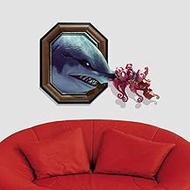 Miss flora Home decor .3D Shark &amp; Sea Horse Removable Wall Art Stickers, Size: 81.7 x 58 x 0.3 cm