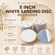 ABRASIVE MALL 5" 125MM 5 INCH WHITE DRY SAND SANDING DISC VELCRO TAPE P1200 P1500 P2000 SANDPAPER