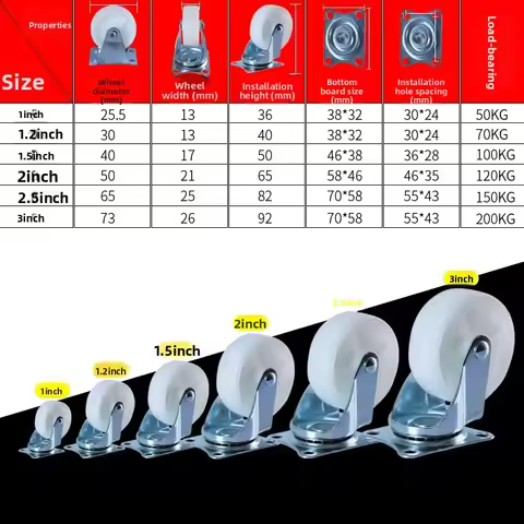 2Pcs Universal foot wheels with directional brake wheels 1, 2, 3 inch sliding frame steering mini wh