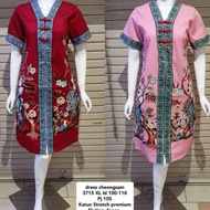 Dress Wanita Cheongsam Merah Imlek Cny Batik Jumbo Xl Busui