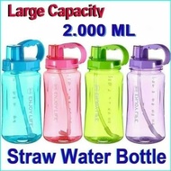 New Straw Bottle - Botol Minum Jumbo Besar - 2 Liter Original