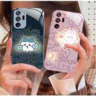 Phone Case Glowing rabbit Anti Fall Protector Cover Tempered Glass Casing for Samsung A01 A02 A03 A0