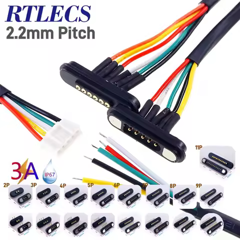 1-10 Pair 3A Waterproof Magnetic Pogo Pin Connector 2 3 4 5 6 7 8 9 11P Pogopin Male Female 2.2 MM S