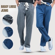 Baggy Loose Jeans Men Denim Pants Jeans Blue Grey Long Jeans Pants Man Long Trousers Seluar Jeans Klasik Lelaki