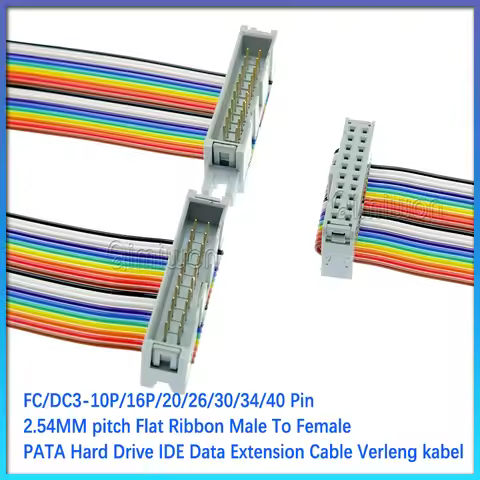 FC to DC3 2.54MM Pitch IDC Color Flat LED Screen Connection JTAG Download Line 10P/14P/16P/20/26/30/