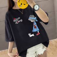 Áo thun form rộng tay lỡ Vanessa Stylish áo phông freesize in hình Cô Gái - chữ Nice Day