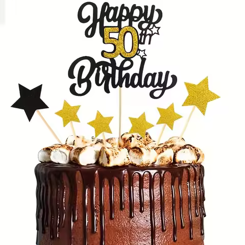 Happy 13th 16th 21st 30th 40th 50th 60th 70th Birthday Glitter Star Cake Topper for Adult Party DIY 