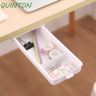 QUINTON Pastable Drawer Box, Plastic Self-adhesive Moving Small Drawer, Space Saver Punch-free Hidden Type Dustproof Under The Table