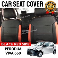 Perodua Viva 660 Car Seat Cover PVC Leather Black with Red Side Cushion Cover