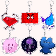 BFDI Battle for Dream Island Mica Acrylic keychain Ruby Teardrop Firey Four Blocky character decorat