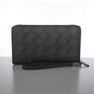 X & BV Wallet Men's Long Leather Clutch New Style Street Weaving Clip Bag Clutch Bag Zipper Small Cl