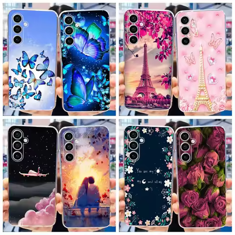 For Samsung Galaxy S23 FE 5G Case 2023 Fashion Blue Butterfly Soft Phone Back Cover For Samsung S23 