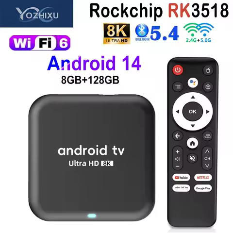 YOZHIXU New Android14 RK3518 TV Box Q18 Support 2.4G 5G Dual Wifi6 Bluetooth5.4 Google Voice Assista