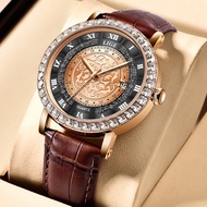 Lige นาฬิกาข้อมือควอทซ์แบรนด์หรูนาฬิกาแฟชั่นสำหรับผู้ชายสายหนังนาฬิกาแบบบางพิเศษพร้อมกล่องของขวัญ