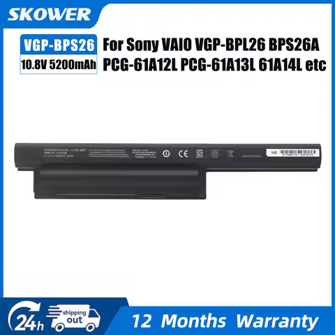 SKOWER VGP-BPS26 Battery for Sony VAIO PCG-61A12L PCG-61A13L PCG-61A14L VAIO VPC-CA15FA/P VPC-CA15FF