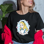 Alice in wonderland T-shirt Alice in wonderland Plus Size Round Neck Trendy Short Sleeve T-shirt Wom